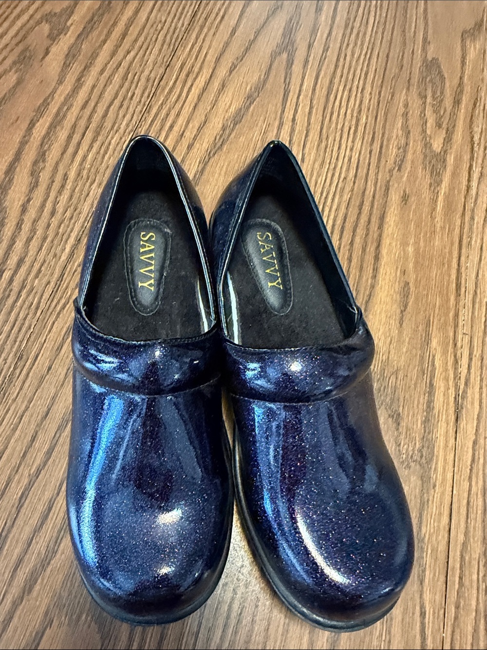 Savvy Women's Glitter Navy Slip-On Flats